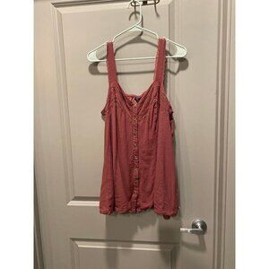 Torrid Brick Red Tank Top 1X Lace Detail Button Front Cami Size 1 Torrid